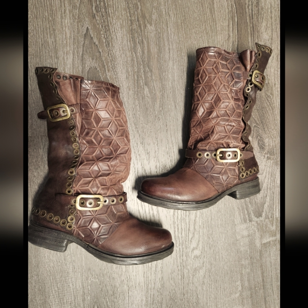Size 38 A.S.98 Brown Moto boots